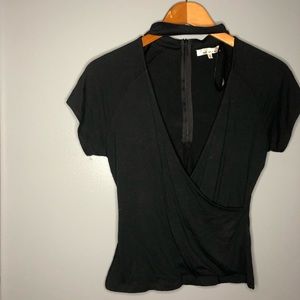 Black Surplice Choker Deep V Top